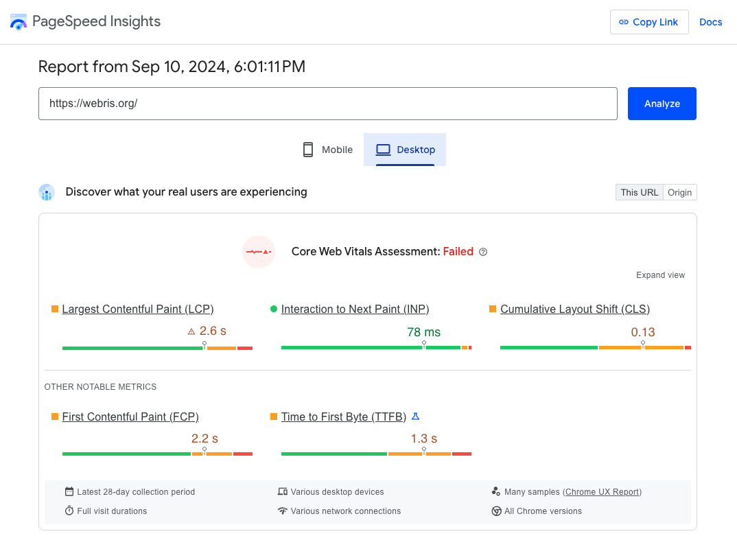 measure law firm website speed